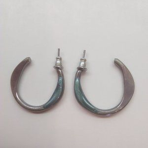 Silver and Turquoise Hoop Earrings